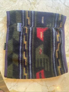 Patagonia Fleece Neck Warmer in Black, Olive & Red Pattern
